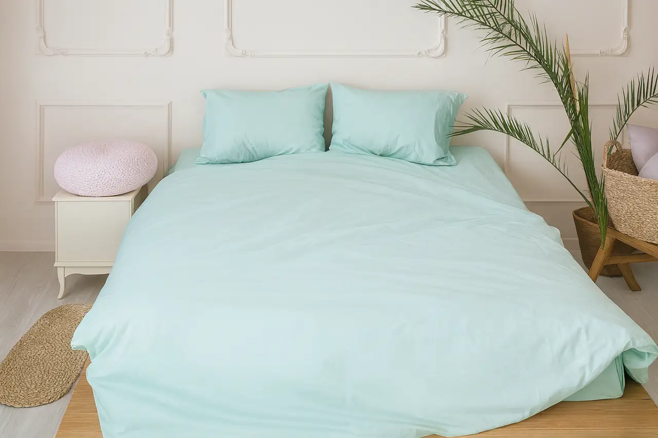 Комплект постільної білизни Ecotton двоспальний 180х215 см однотонний бірюзовий