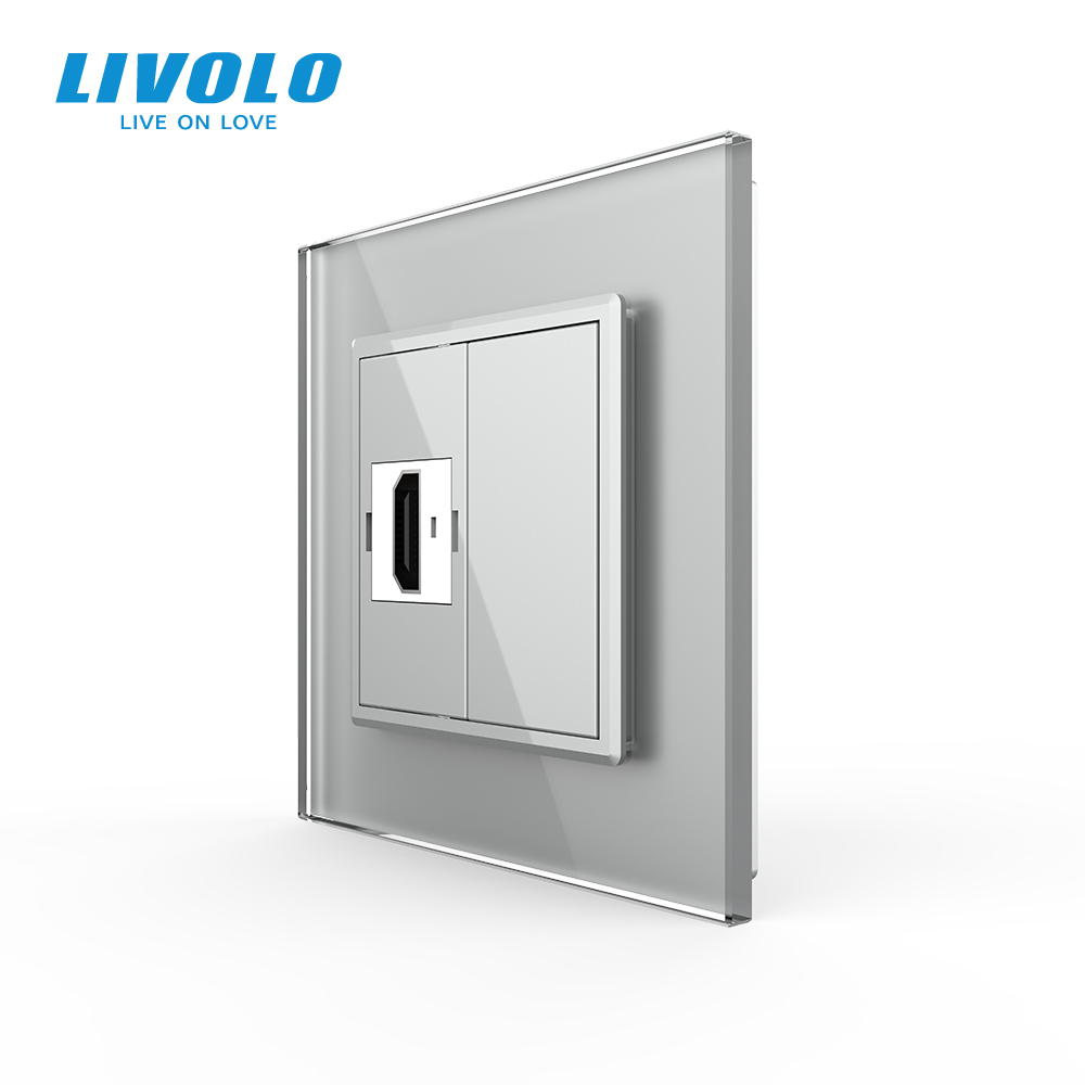 Розетка HDMI LIVOLO сіра 2.5D скло