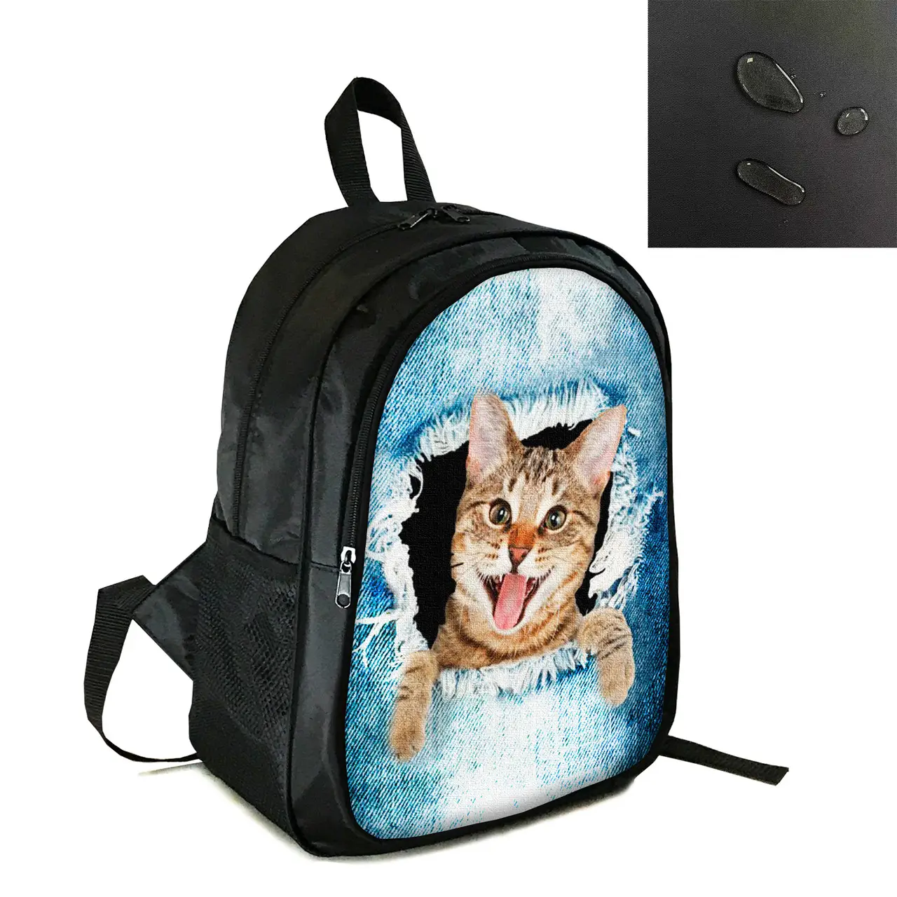 Рюкзак міський/шкільний 38×28см з принтом з котом/кошеням дитячий, підлітковий, спортивний (4141)