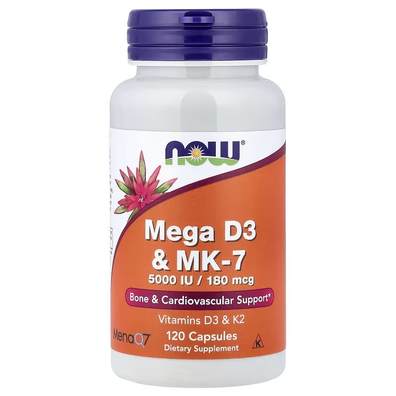 Вітамін D3 та MK-7, Mega D3 & MK-7, Now Foods, 120 капсул