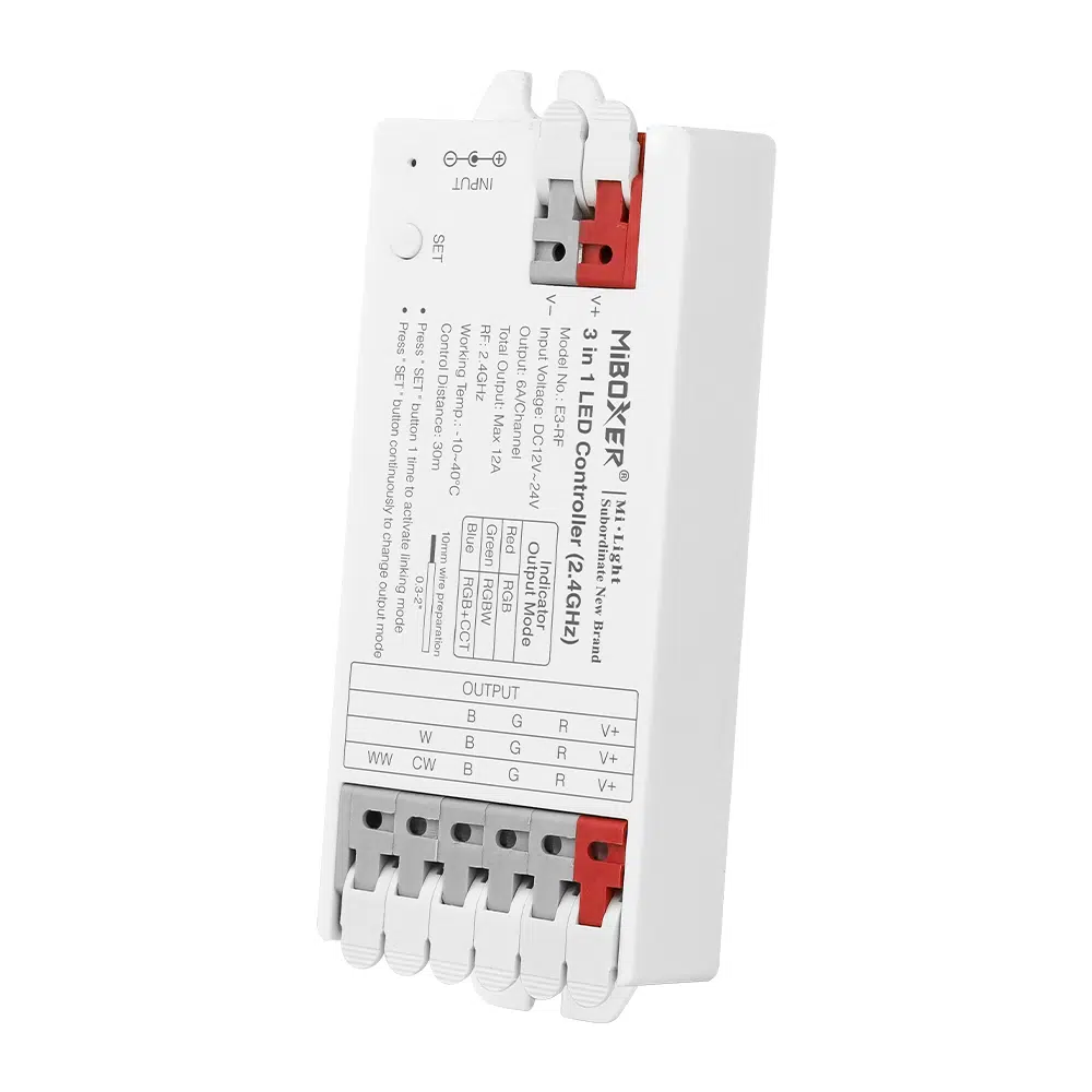 Контролер RGB+W+CCT 3 в 1, DC12/24V, 12A, RF 2.4G Mi-light