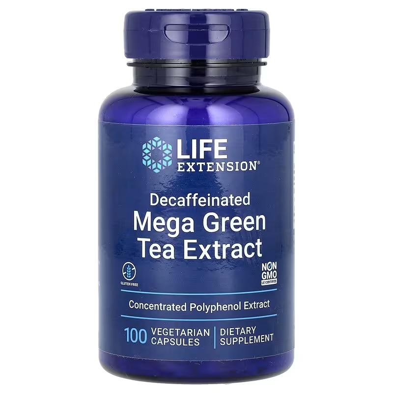 Екстракт зеленого чаю без кофеїну, Mega Green Tea Extract, Life Extension, 100 вегетаріанських капсул