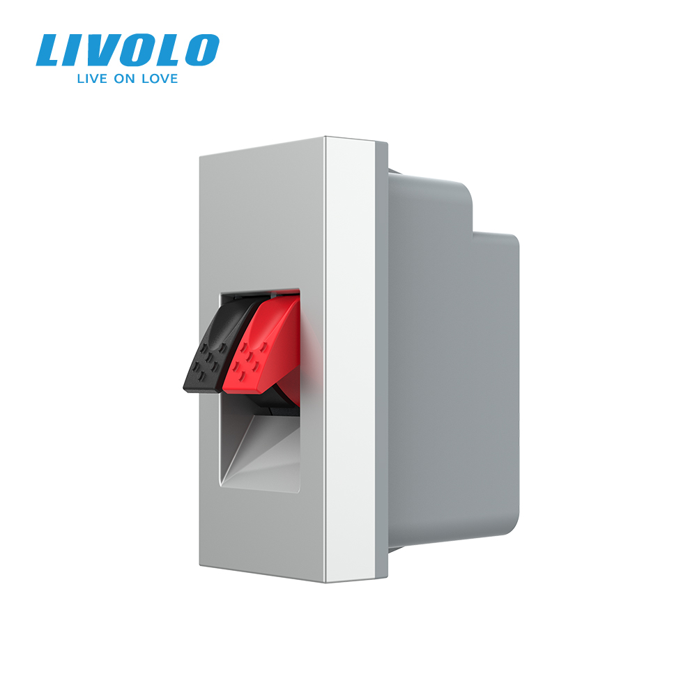 Hi-Fi аудіо розетка LIVOLO (Banana), сіра, для колонок і підсилювачів, модуль 0.5 поста (VL-FCSD-1IPS01)