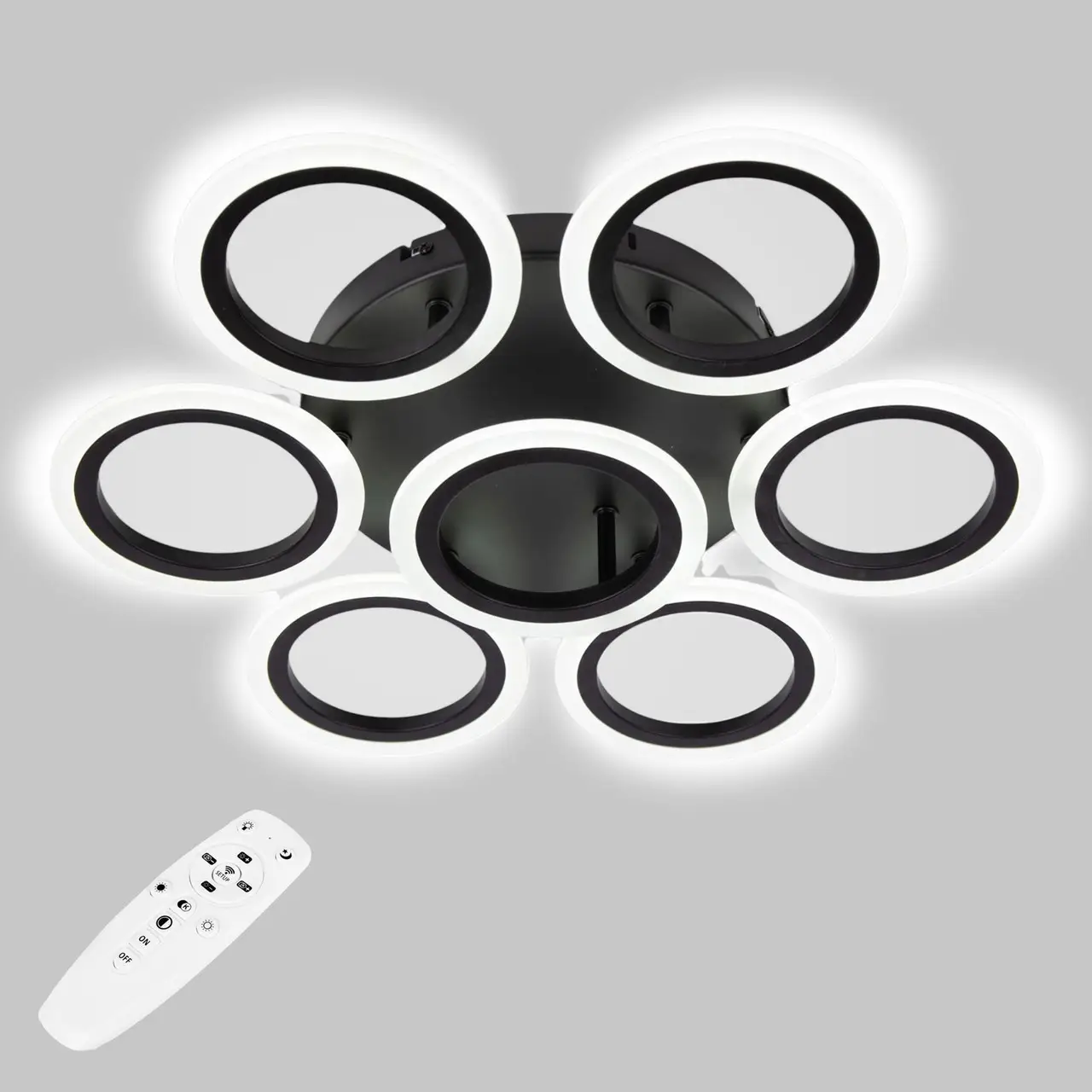 Стельова LED люстра, світлодіодний світильник Sunlight чорний 6326/6+1S