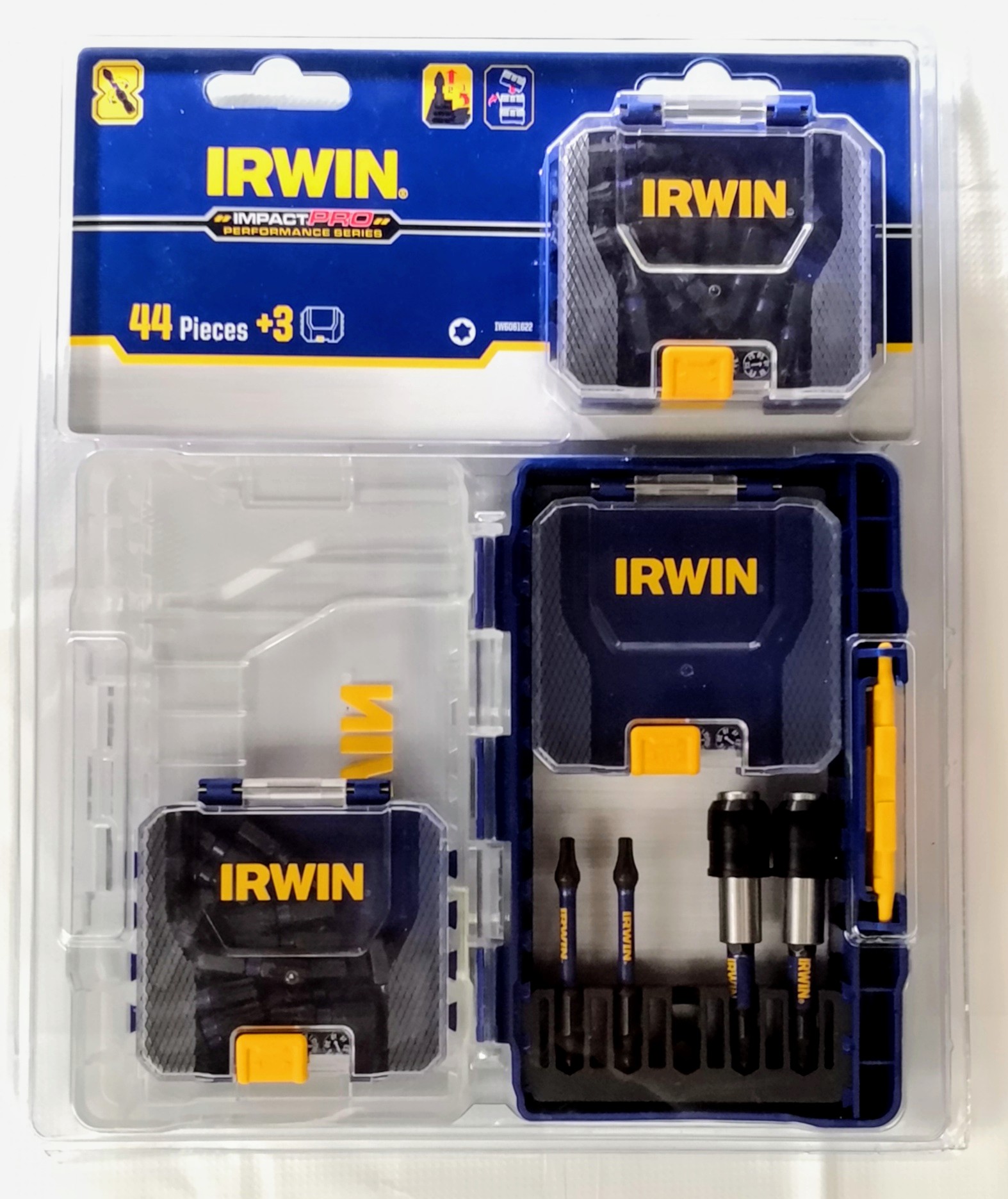 Набір біт Impact Pro Performance Torx у кейсі з двома тримачами 44 шт, Irwin IW6061622