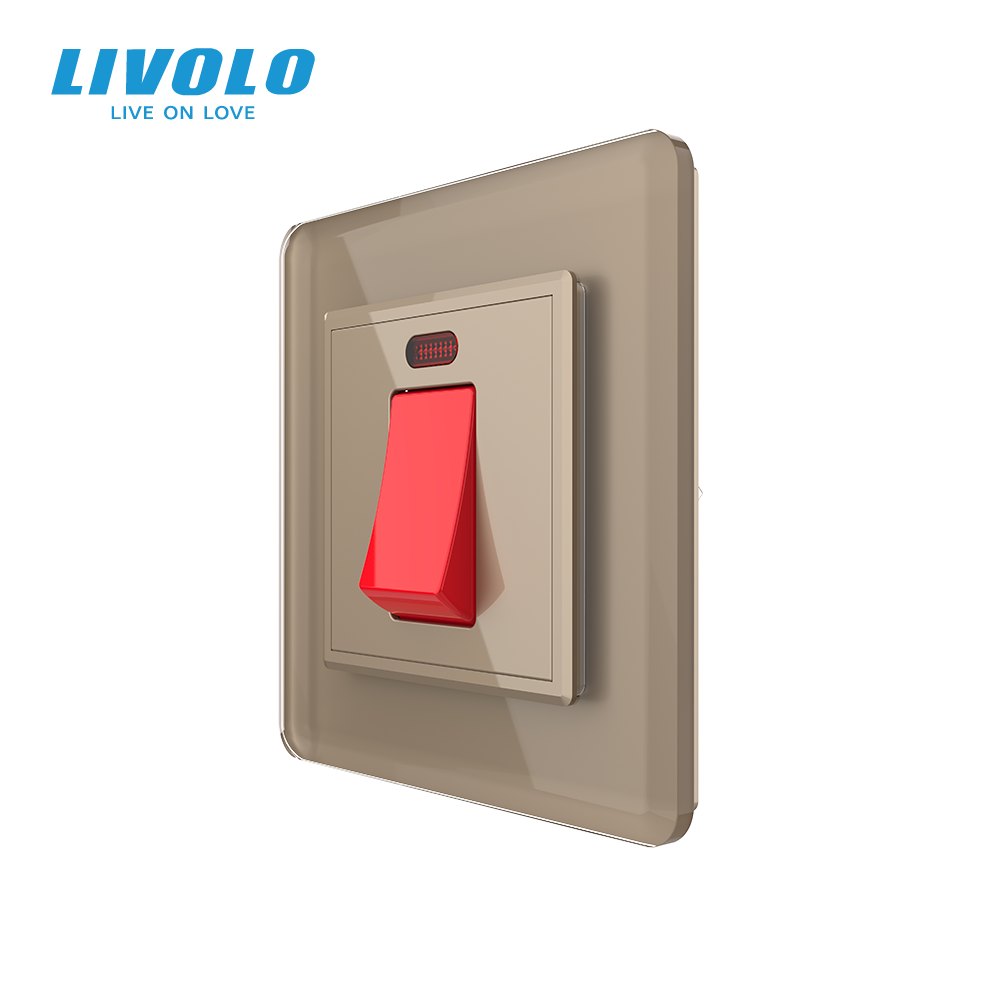 Майстер вимикач 20 ампер LIVOLO золотий 2.5D скло