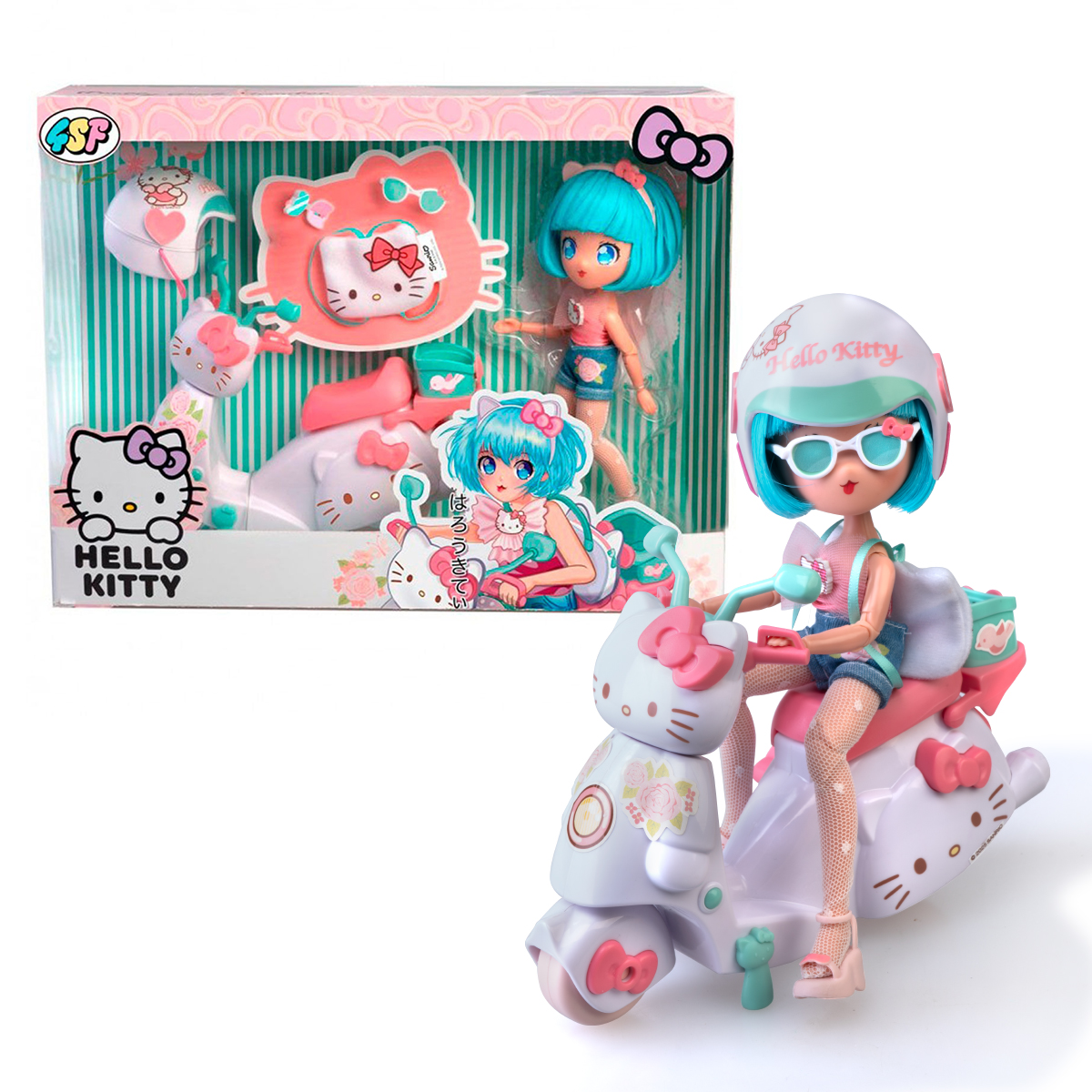 Ігровий набір 4SF MANGA DOLLS серії "Hello Kitty" – КРАСУНЯ ПІНК НА СКУТЕРІ (з аксес.)