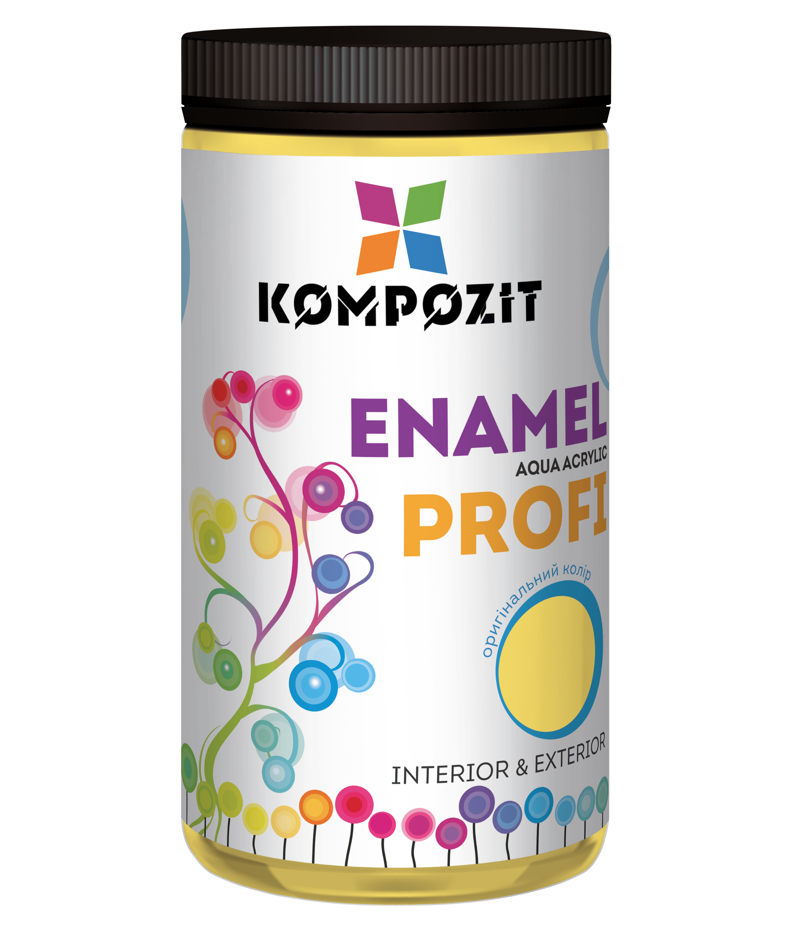 Емаль акрилова глянцева PROFI, Глянцевий, 0,7 л, Жовтий