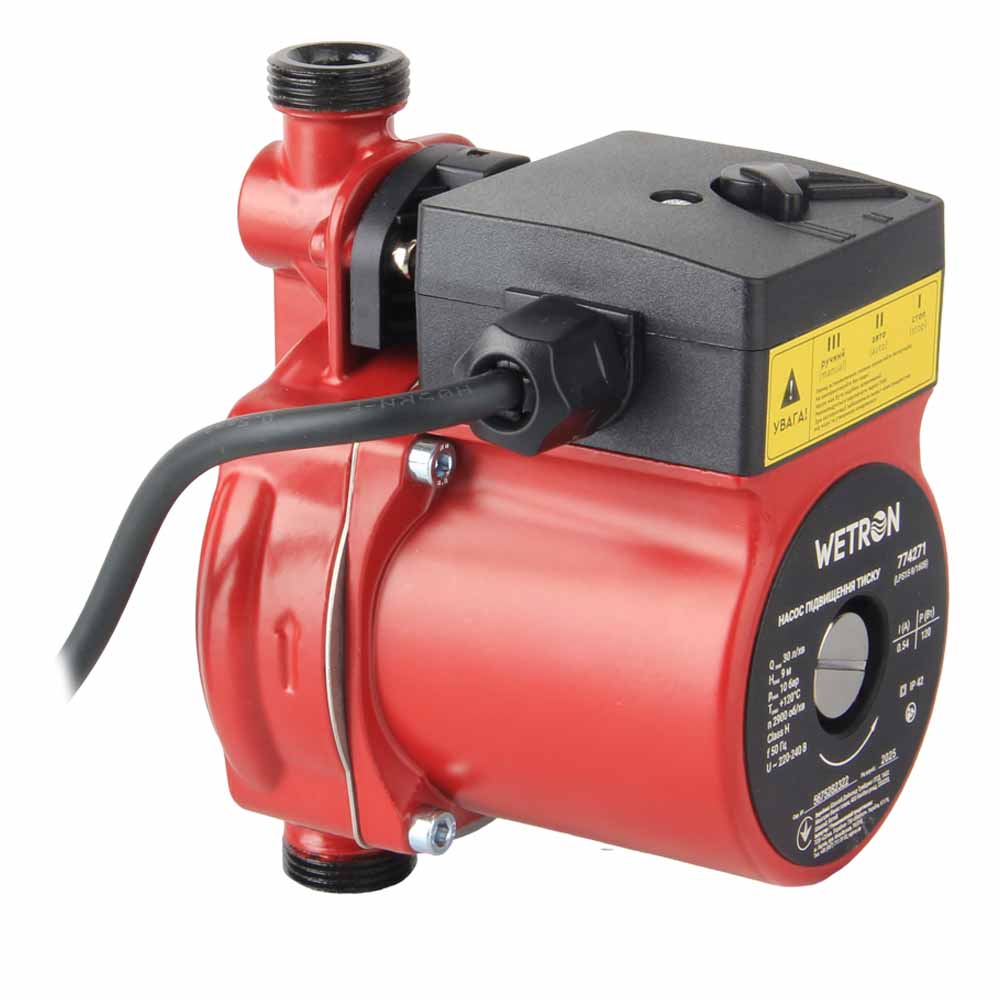Насос для повышения давления 120Вт Hmax 9м Qmax 30л/мин Ø¾" 160мм + гайки Ø½" 15-90/160B WETRON (774271)