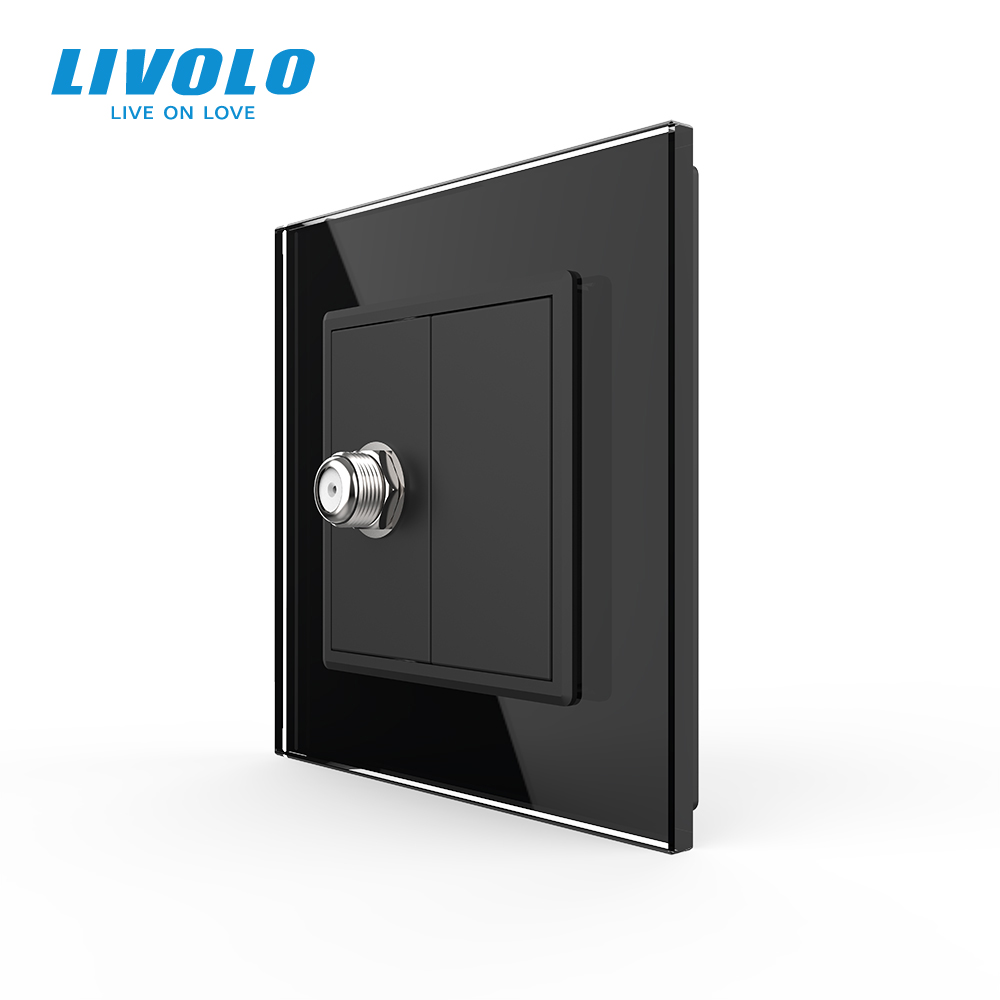 Розетка супутникова SAT LIVOLO чорна 2.5D скло