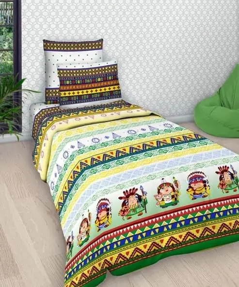 Дитячий комплект постільної білизни Ecotton полуторний 147х215 см Індіанці зелений (5753)3