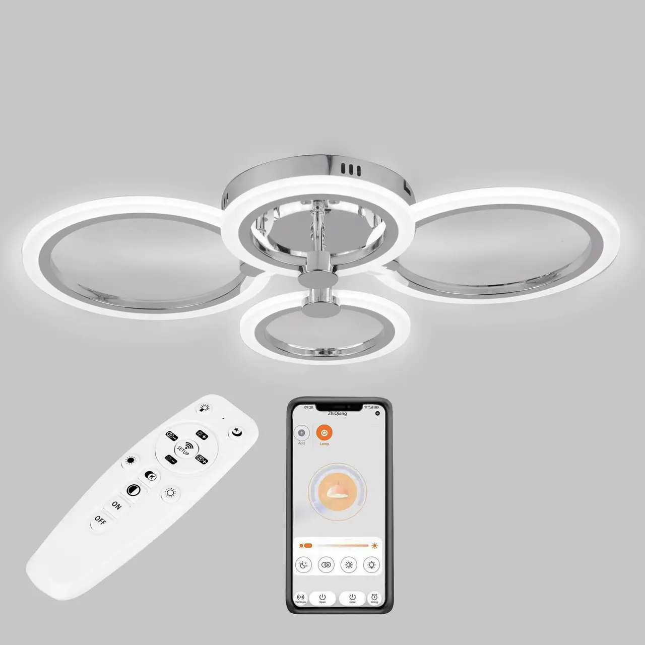 Стельова LED люстра, світлодіодний світильник Sunlight хром 5333/2+2