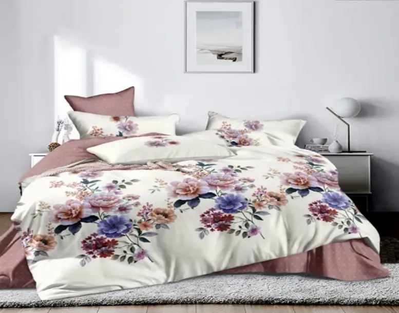 Комплект постільної білизни Ecotton двоспальний Сімейний 150х215 см Квіти білий (23929)