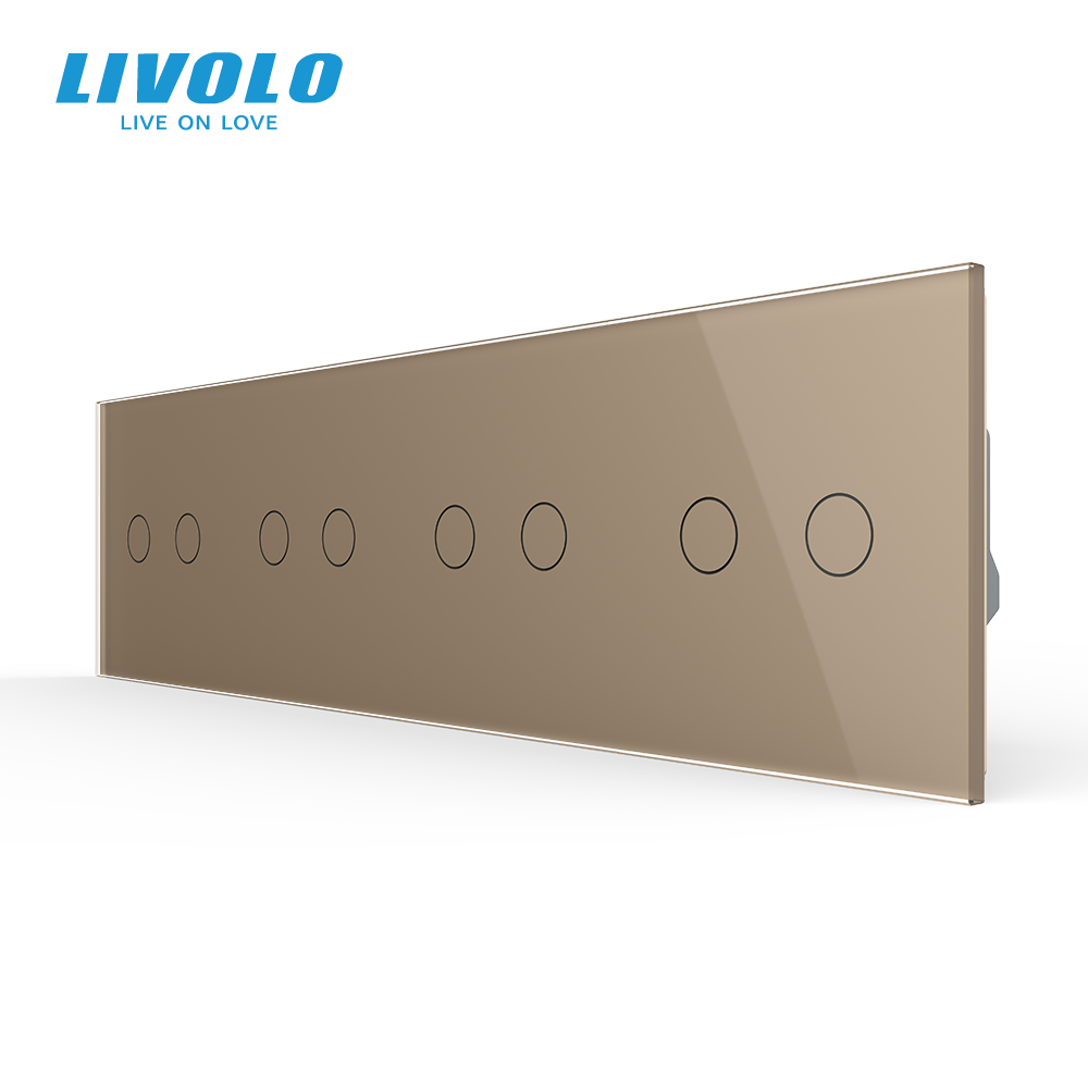 Сенсорний вимикач 8 сенсорів (2-2-2-2) LIVOLO золотий 2.5D скло