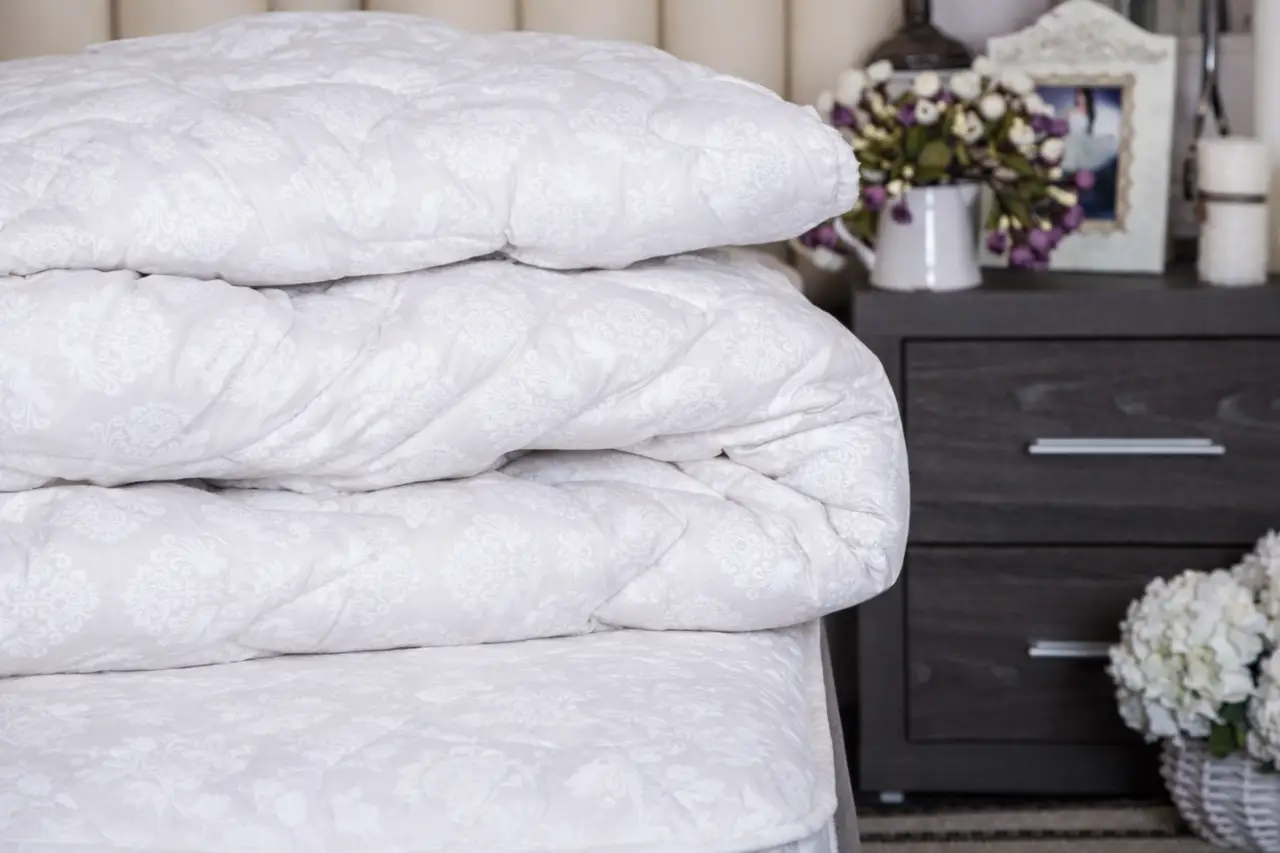 Ковдра Ecotton двоспальна 172х205 см вовняна стьогана бязь бежевий 40-0867 Papirus