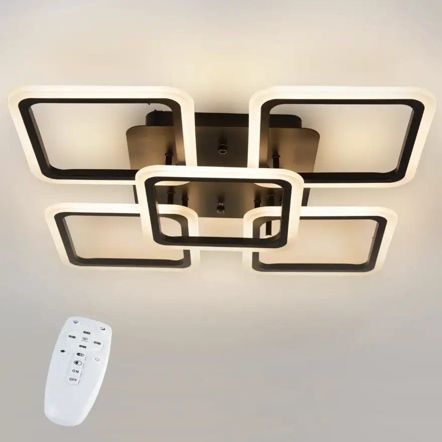 Стельова LED люстра, світлодіодний світильник Sunlight чорна 6325/4+1S