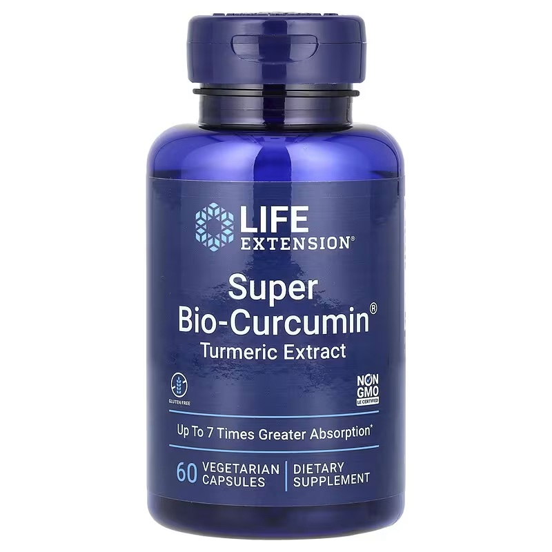 Куркумін, 400 мг, Super Bio Curcumin, Turmeric Extract, Life Extension, 60 вегетаріанських капсул