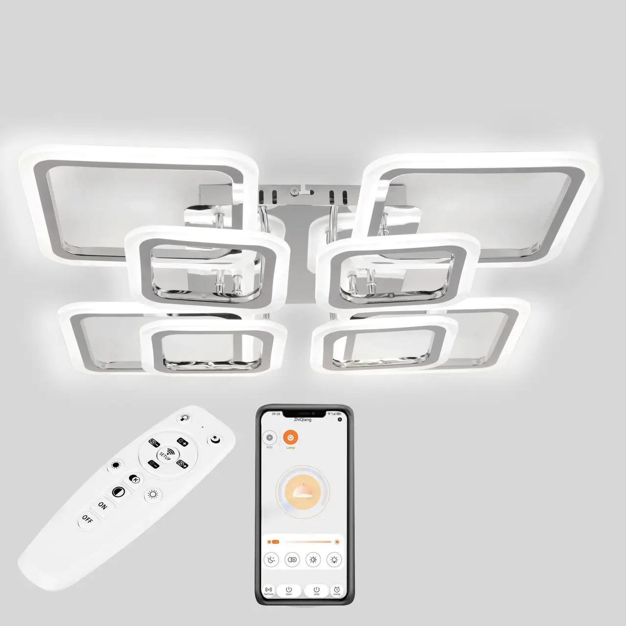 Стельова LED люстра, світлодіодний світильник Sunlight хром 5331/4+4