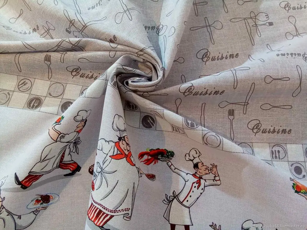 Скатертина Ecotton 150х180 см бавовняна з рогожки біла світло-сіра 30161-1 Шеф-повар