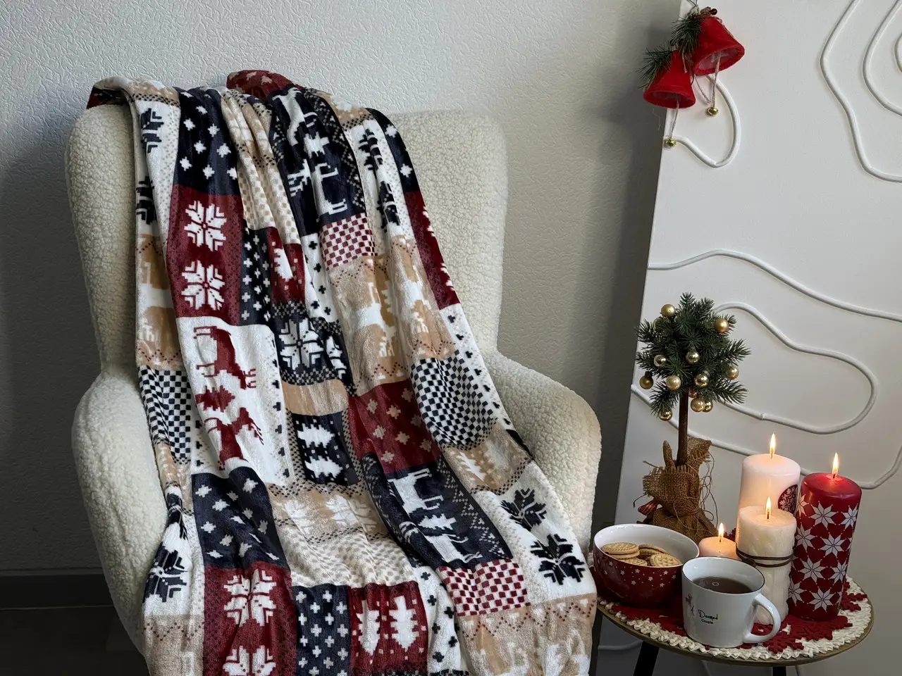 Плед Ecotton 150х220 см Well Soft синій новорічний з оленями (24179)