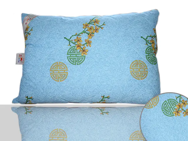 Подушка Ecotton 60х60 см антиалергенна натуральний чохол блакитний 50-0012 Blue