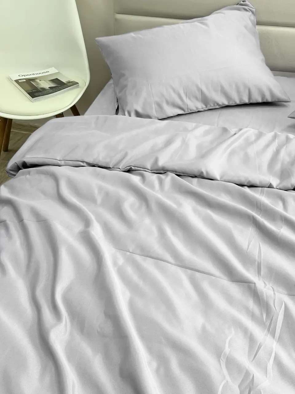 Комплект постільної білизни Ecotton двоспальний 180х215 см однотонний світло-сірий Light grey