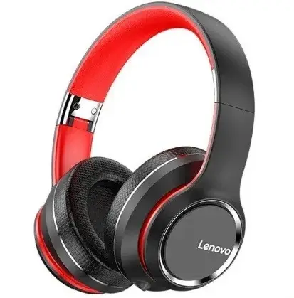 Бездротові накладні навушники з мікрофоном Lenovo HD200 Bluetooth складна гарнітура для ігор з шумозаглушенням, червоно-чорний