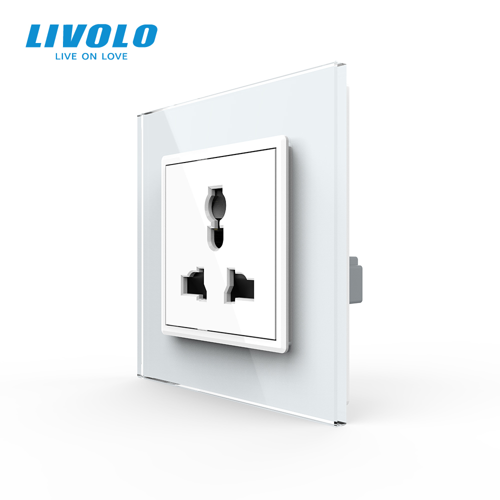 Розетка універсальна 12 стандартів в 1 Livolo білий скло (VL-C7C1C-11)