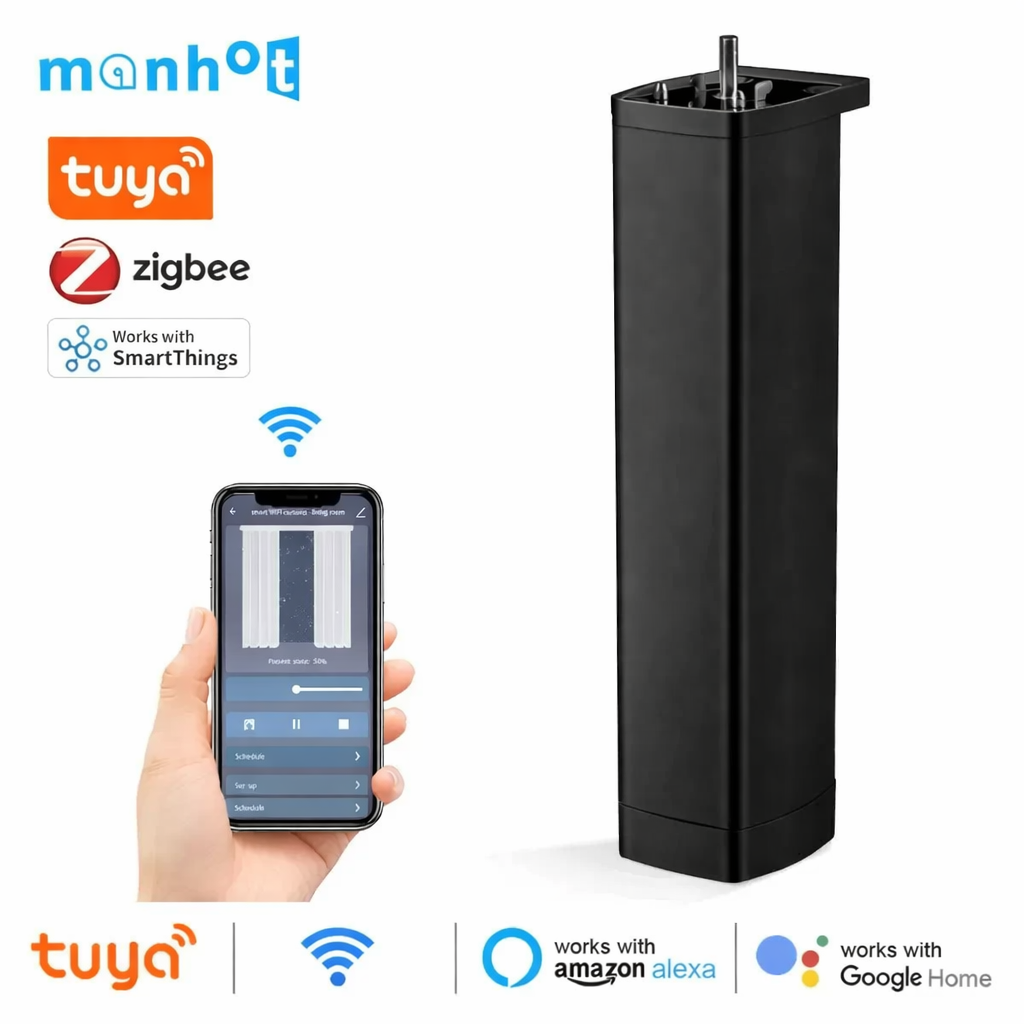 Розумний безшумний мотор для карниза з Wi-Fi управлінням Livolo чорний