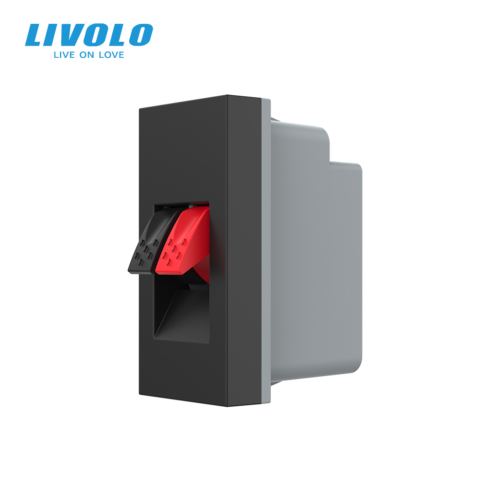 Hi-Fi аудіо розетка LIVOLO (Banana), чорна, для колонок і підсилювачів, модуль 0.5 поста (VL-FCSD-1BPS01)