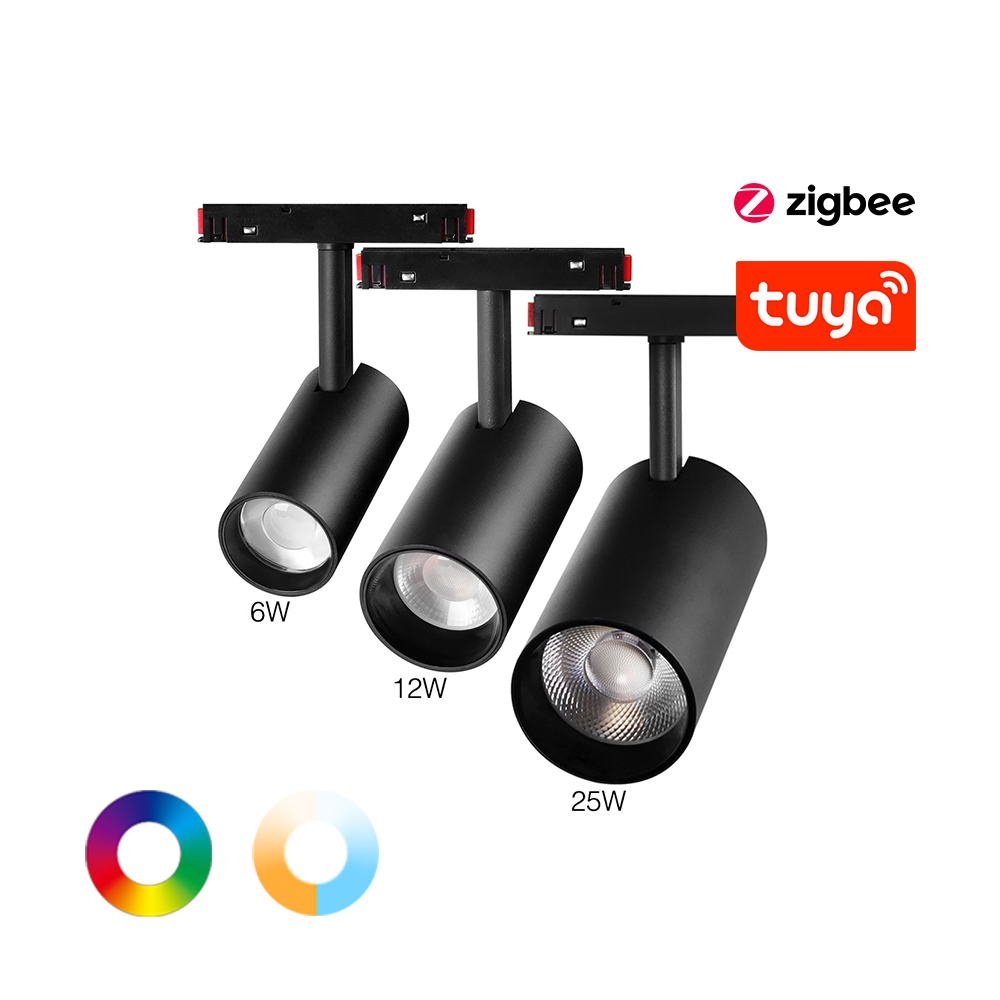 Магнітний трековий світильник спотлайт TUNABLE WHITE+RGB (RGB+CCT) 12W RF2.4G + ZigBee +radio DMX512