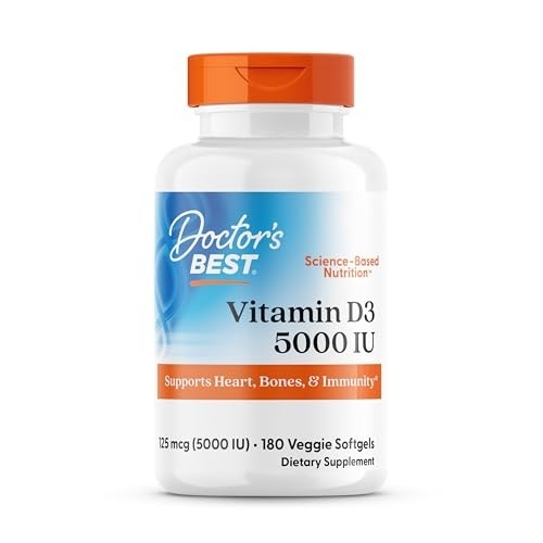 Вітамін D3, 5000 МО, Vitamin D3, Doctor's Best, 180 вегетаріанських капсул