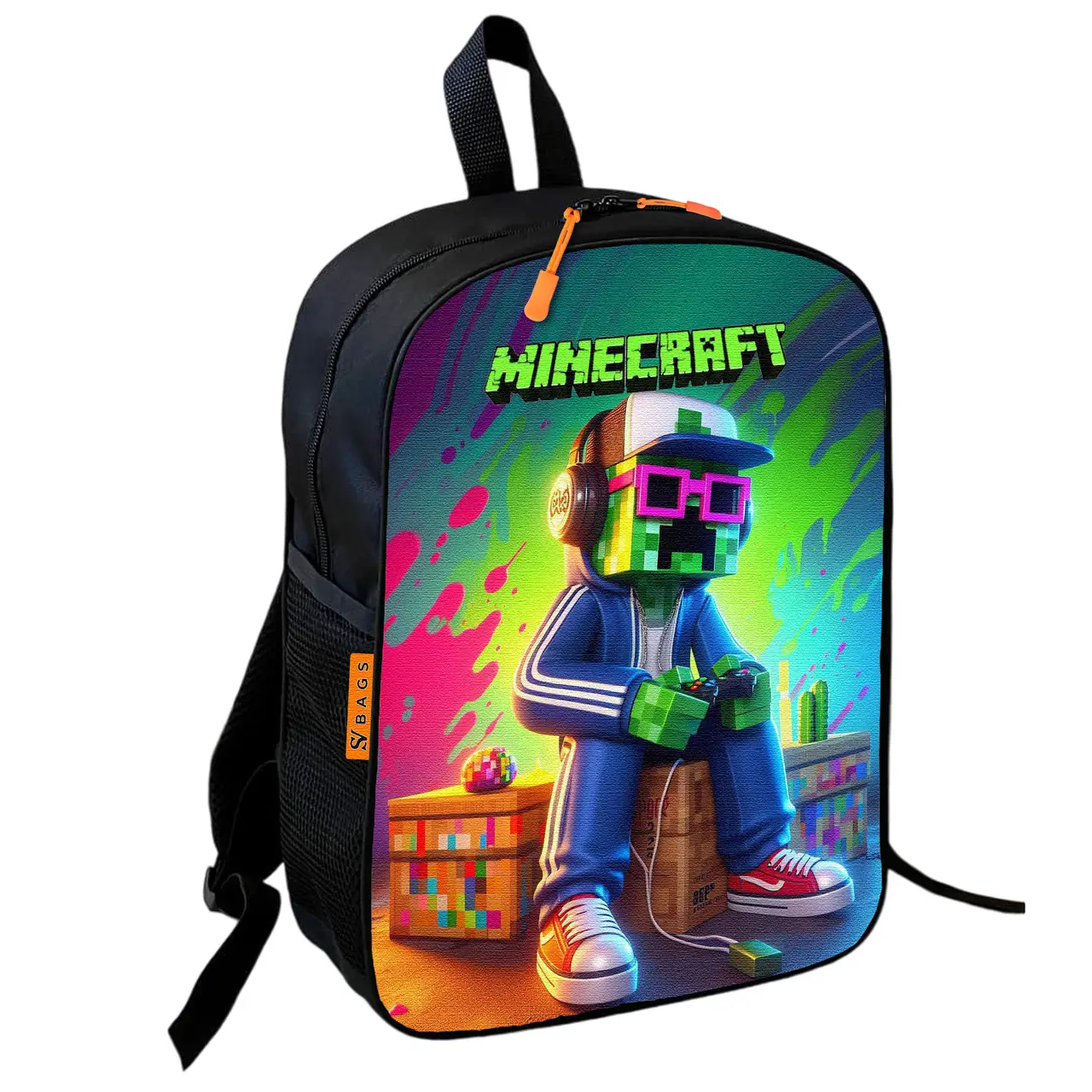 Рюкзак шкільний Minecraft - Кріпер в окулярах і кепці з джойстиком, 36×27 см для хлопчиків (01746)