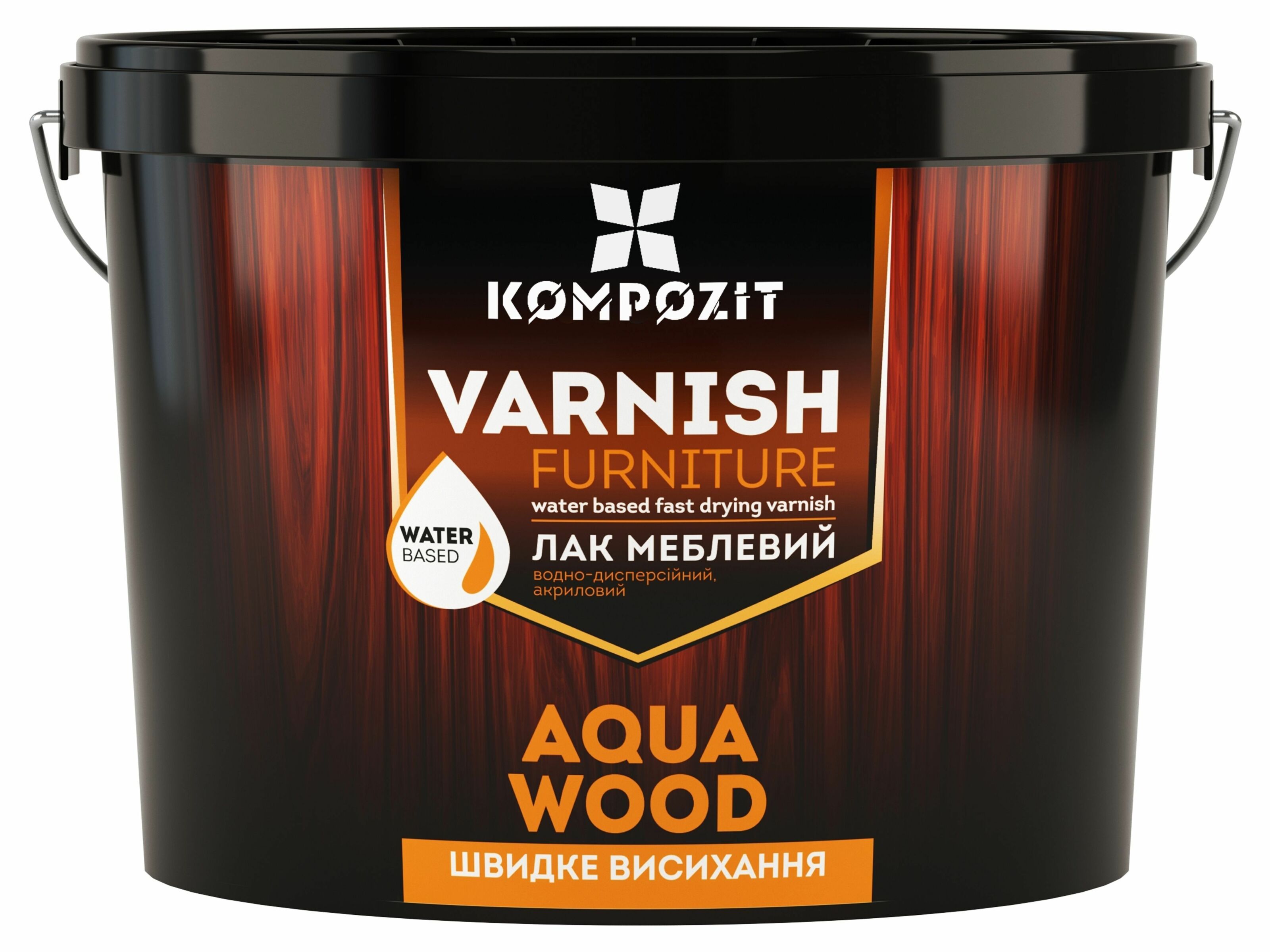 Лак меблевий AQUA WOOD, Глянцевий, 0,75 л, Безбарвний