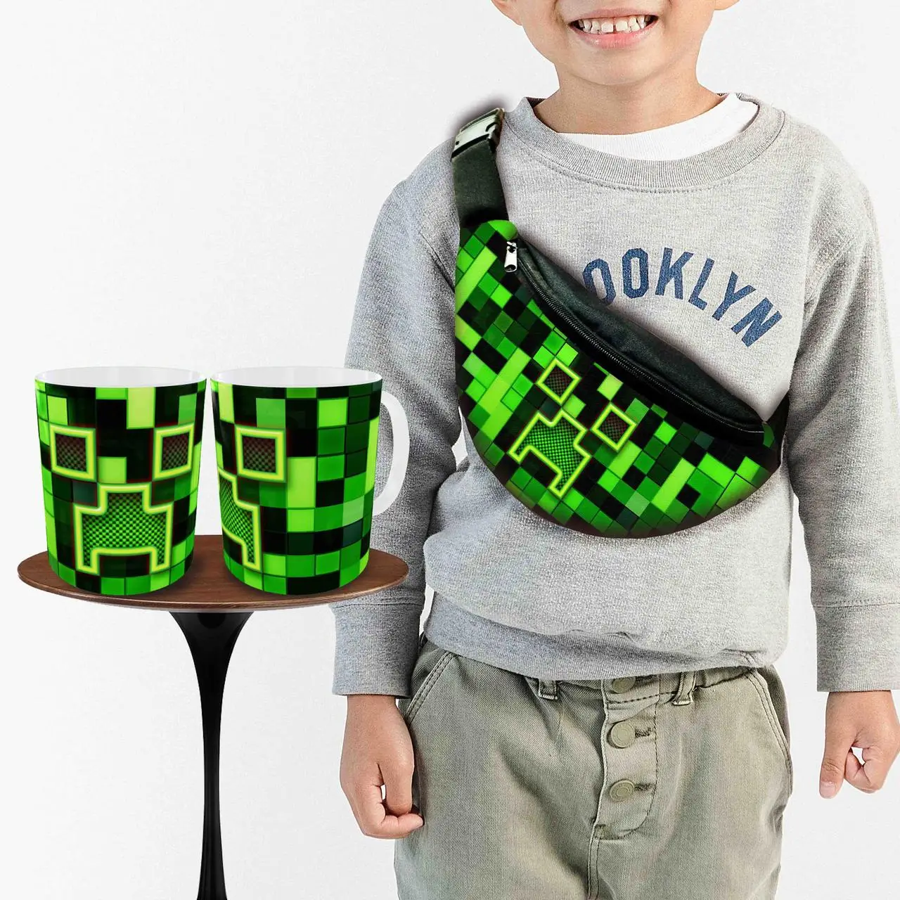 Набір: дитяча сумка-бананка+кружка Майнкрафт «Minecraft» 32х15см, бананка для хлопчика через плече на подарунок (00926)