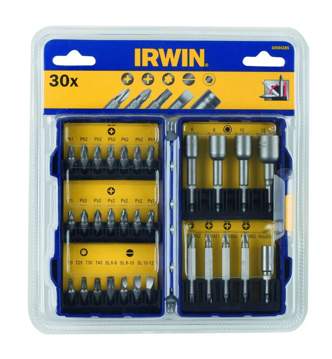 Набір біт і торцевих головок SCB 30 шт, Irwin 10504385