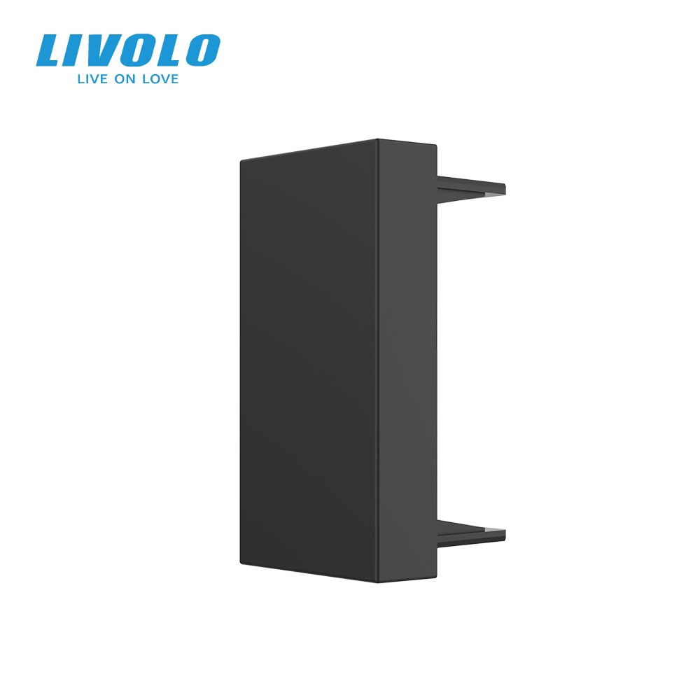 Заглушка для розетки LIVOLO, чорна, модуль 22.5×45 мм, 0.5 поста (VL-FCMB-1BP)