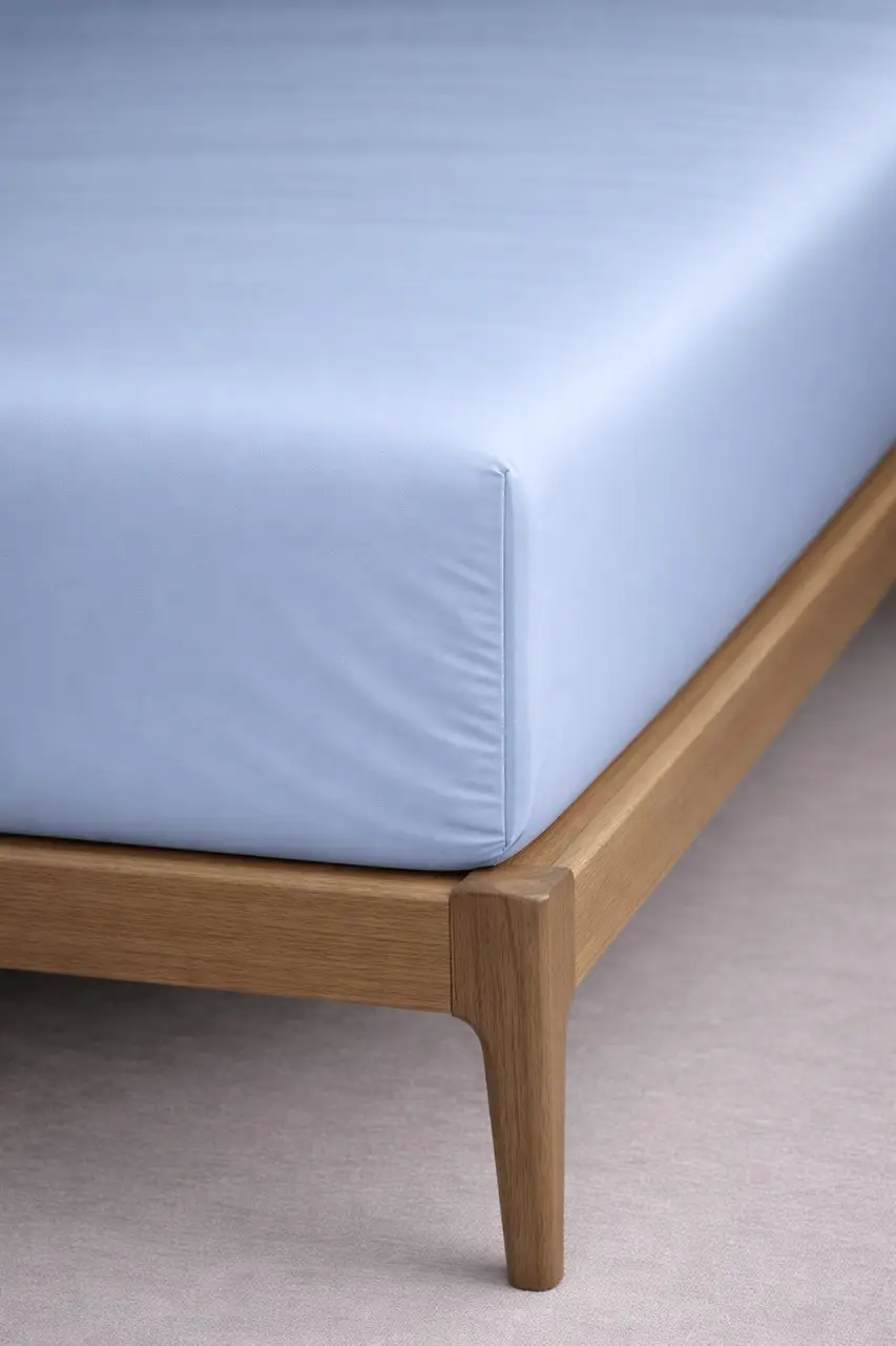 Простирадло на резинці Ecotton 140х200 см із сатину світло-блакитний 14-4206 Pearl Blue