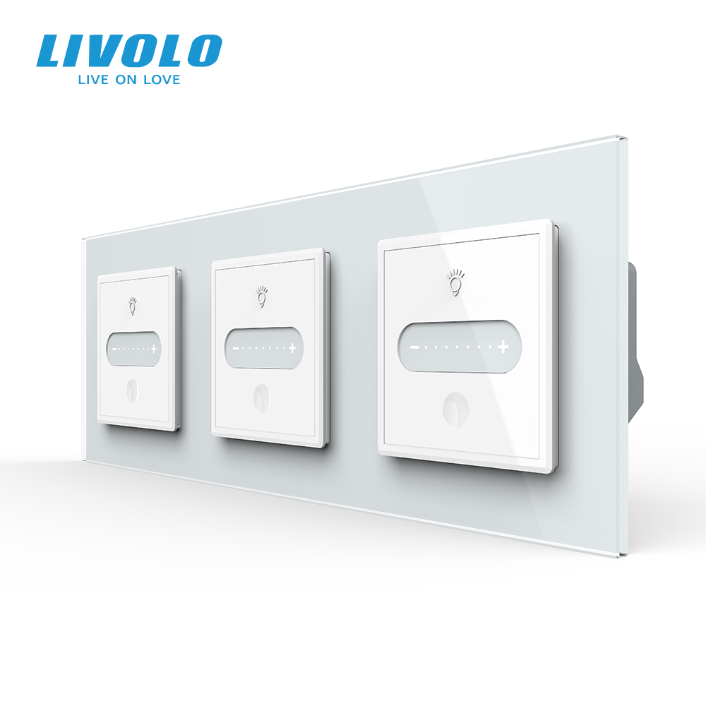 Розумний сенсорний димер LIVOLO 3 сенсори (1-1-1), білий 2.5D, скло, 2A 230V
