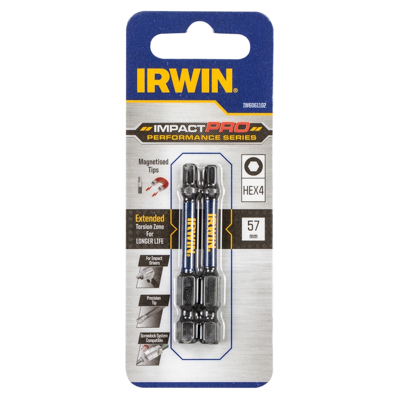 Біта Impact Pro Performance 57 мм HEX4 2 шт, Irwin IW6061102