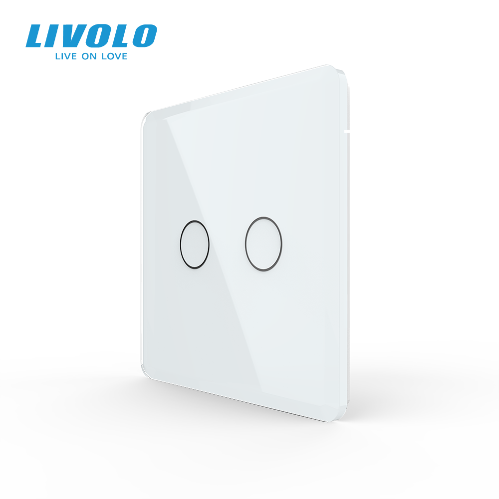 Бездротовий розумний сенсорний вимикач 2 сенсори LIVOLO білий 2.5D скло