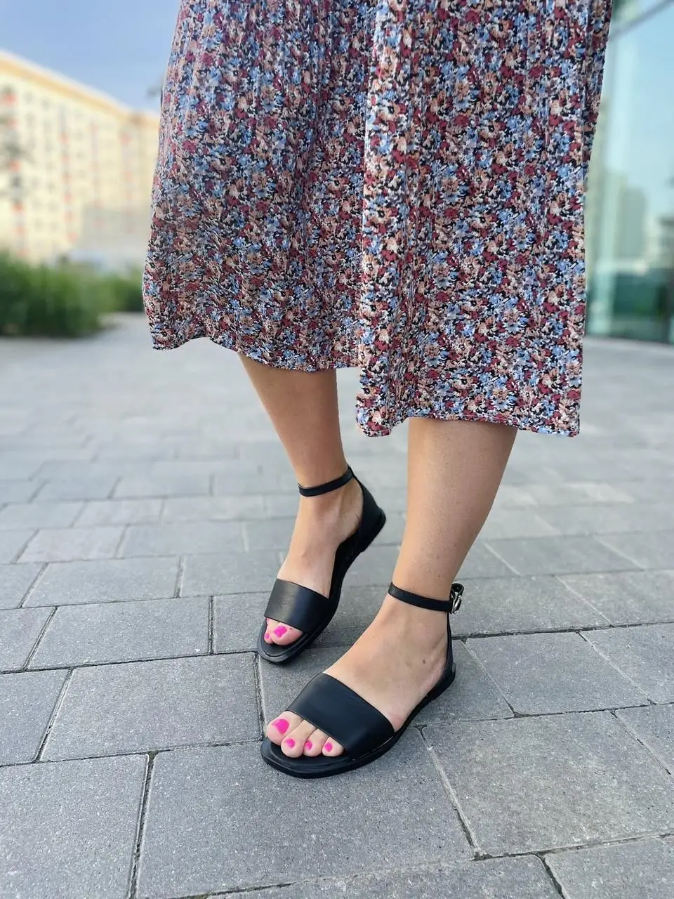 Босоножки женские черные летние натуральная кожа / Красивые босоножки на низкой подошве 36-39р. (5258) 36