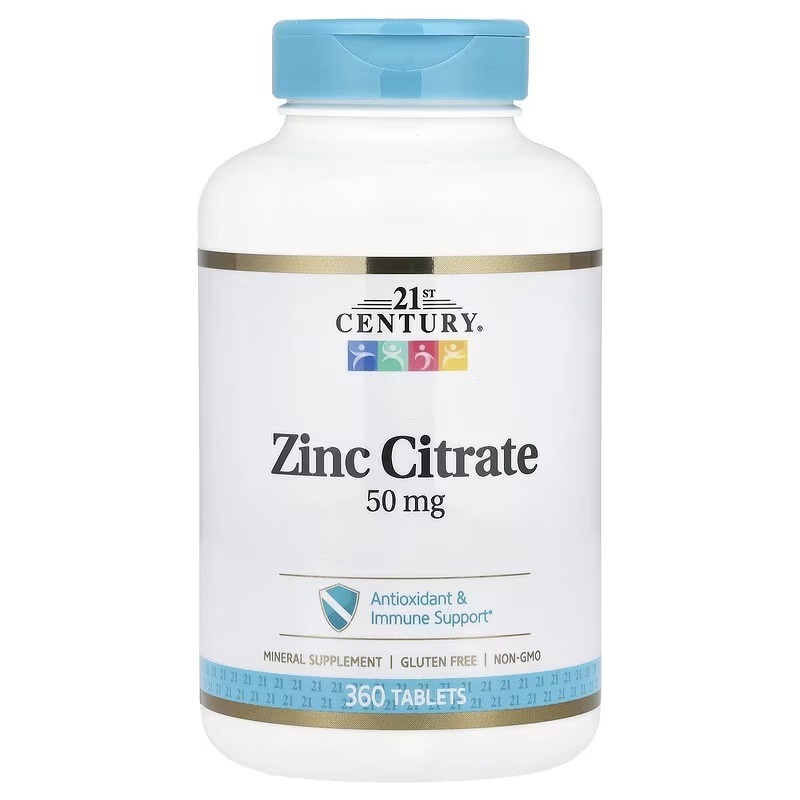 Цитрат Цинку, 50 мг, Zinc Citrate, 21st Century, 360 таблеток