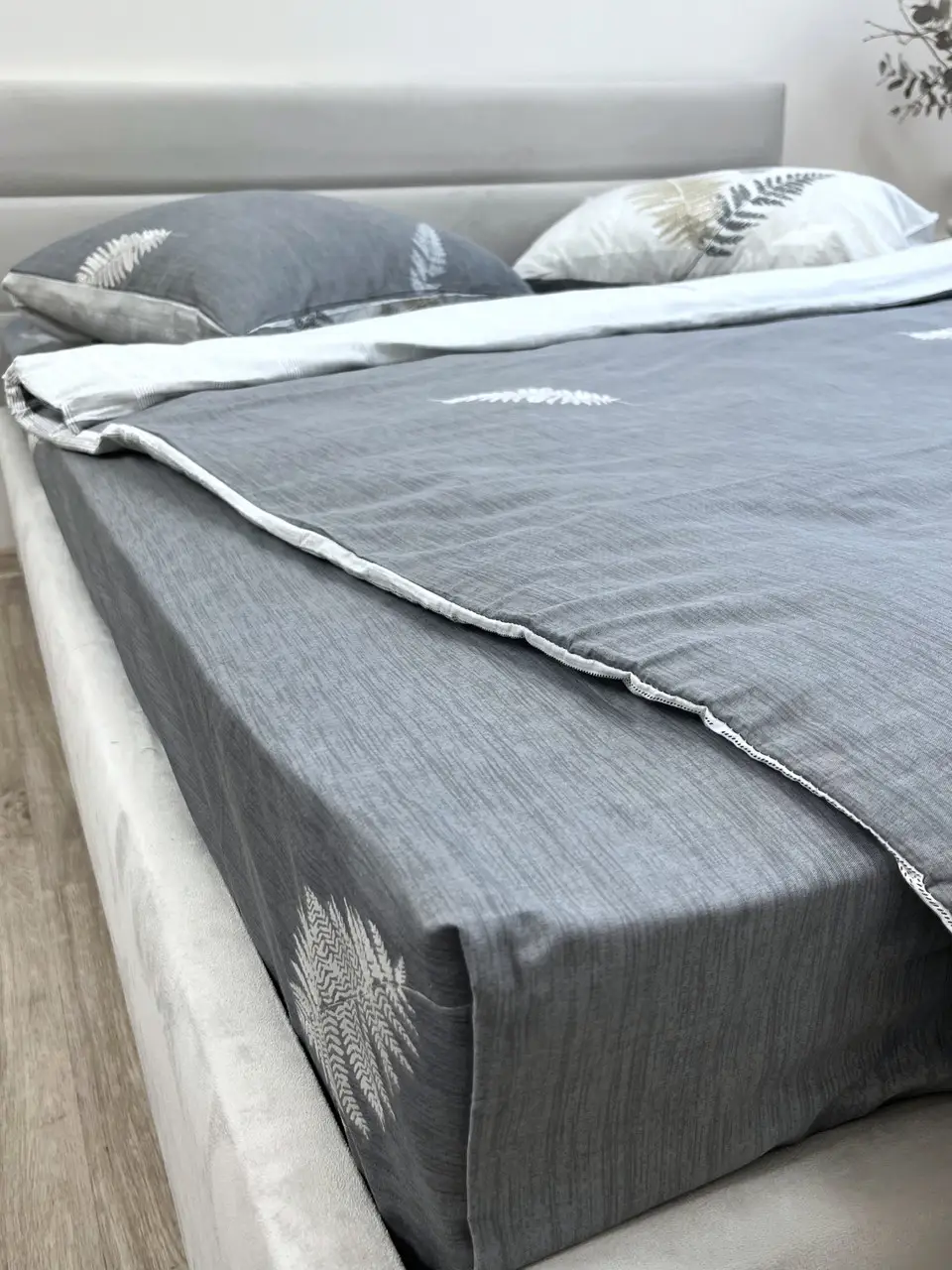 Простирадло без резинки Ecotton Євро 220х240 см із сатину сірого кольору