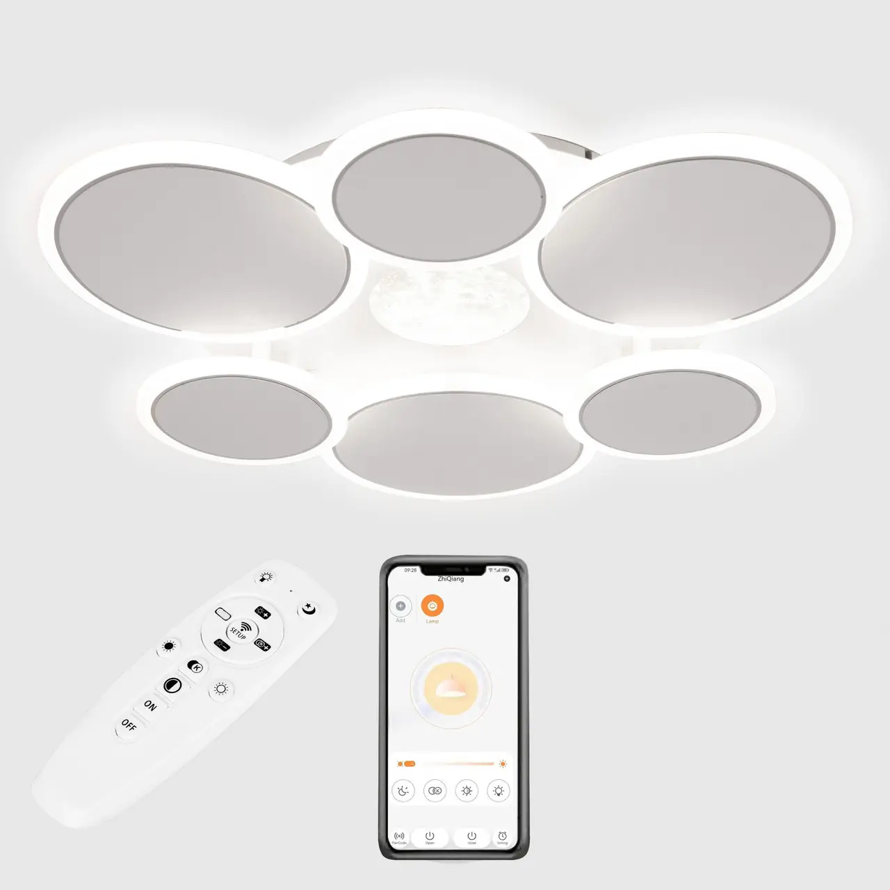 Стельова LED люстра, світлодіодний світильник Sunlight 5890/3+3