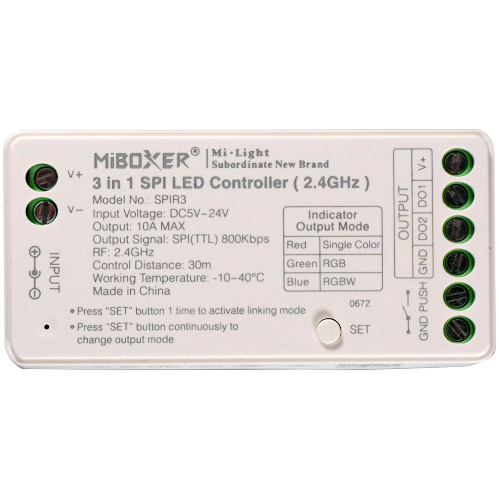 Контролер SPI LED універсальний Dim+RGB+CCT, 10A, RF2,4G MI-Light