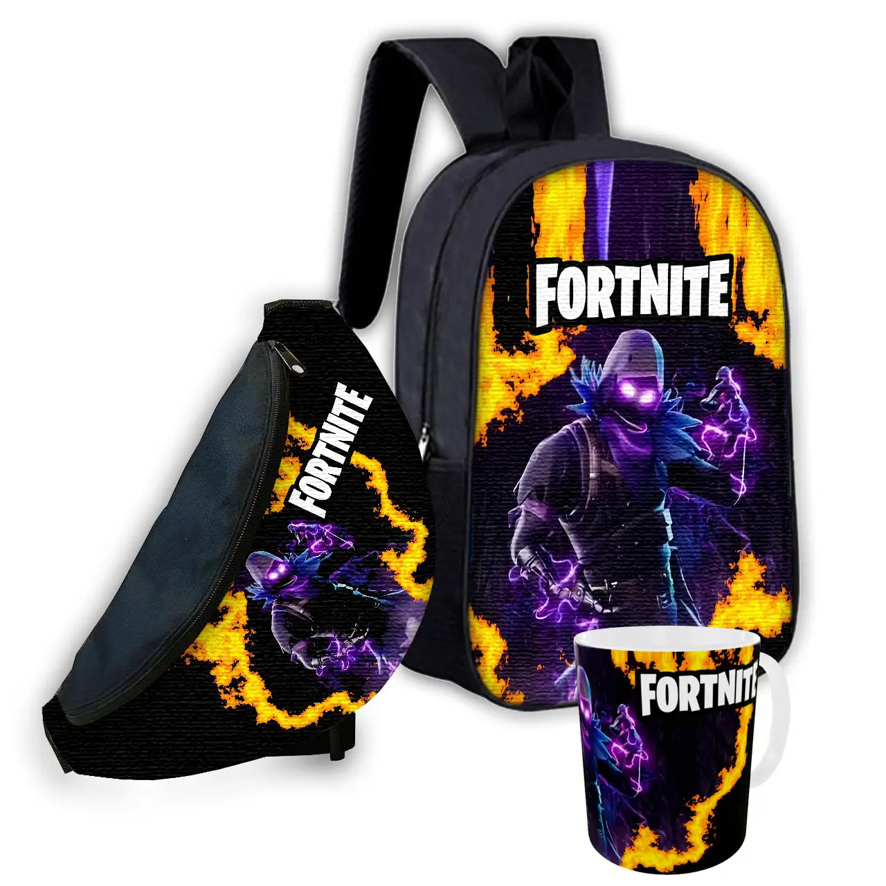 Набір дитячий Fortnite рюкзак 36х27см сумка-бананка, кружка з принтом для хлопчика (01600)