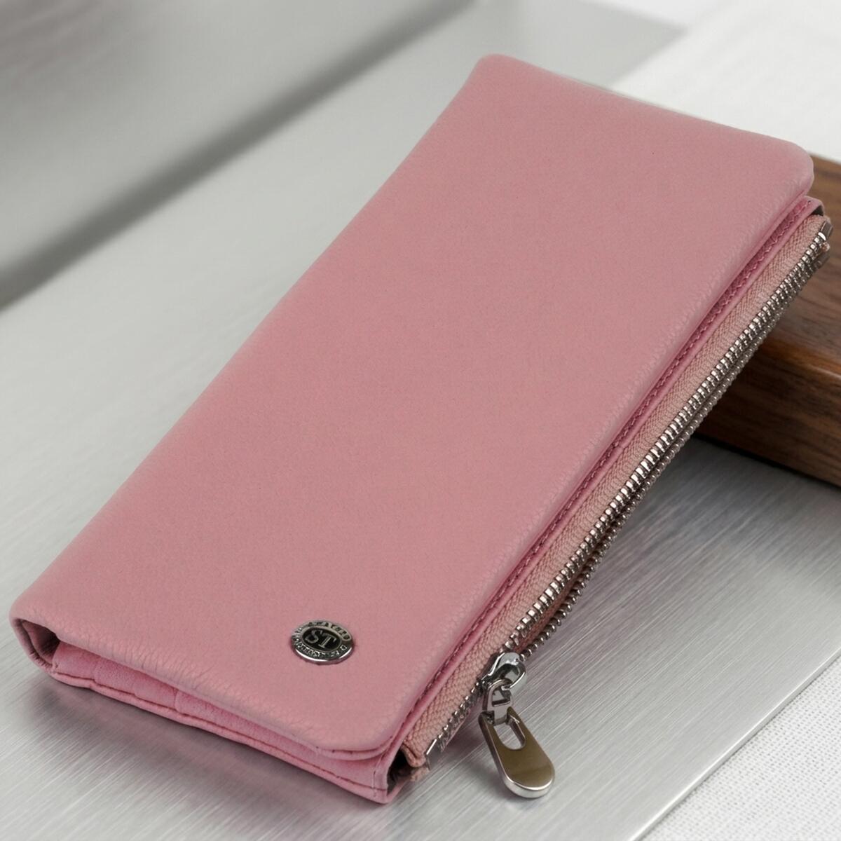 Вертикальний гаманець на кнопці жіночий ST Leather 19201 Рожевий