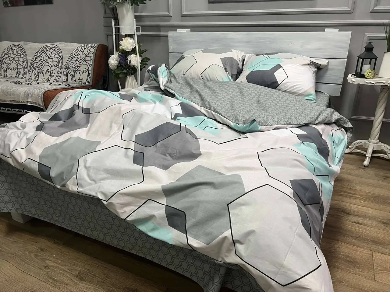 Комплект постільної білизни Ecotton двоспальний Сімейний 150х215 см сірий (23909)