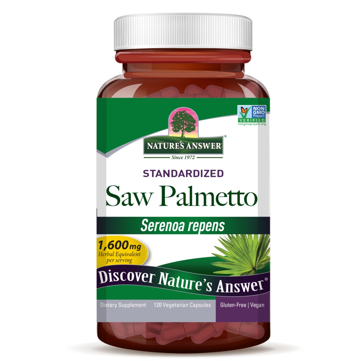 Со Пальметто (Сереноя), 1,600 мг, Saw Palmetto, Standardized, Nature's Answer, 120 вегетаріанських капсул